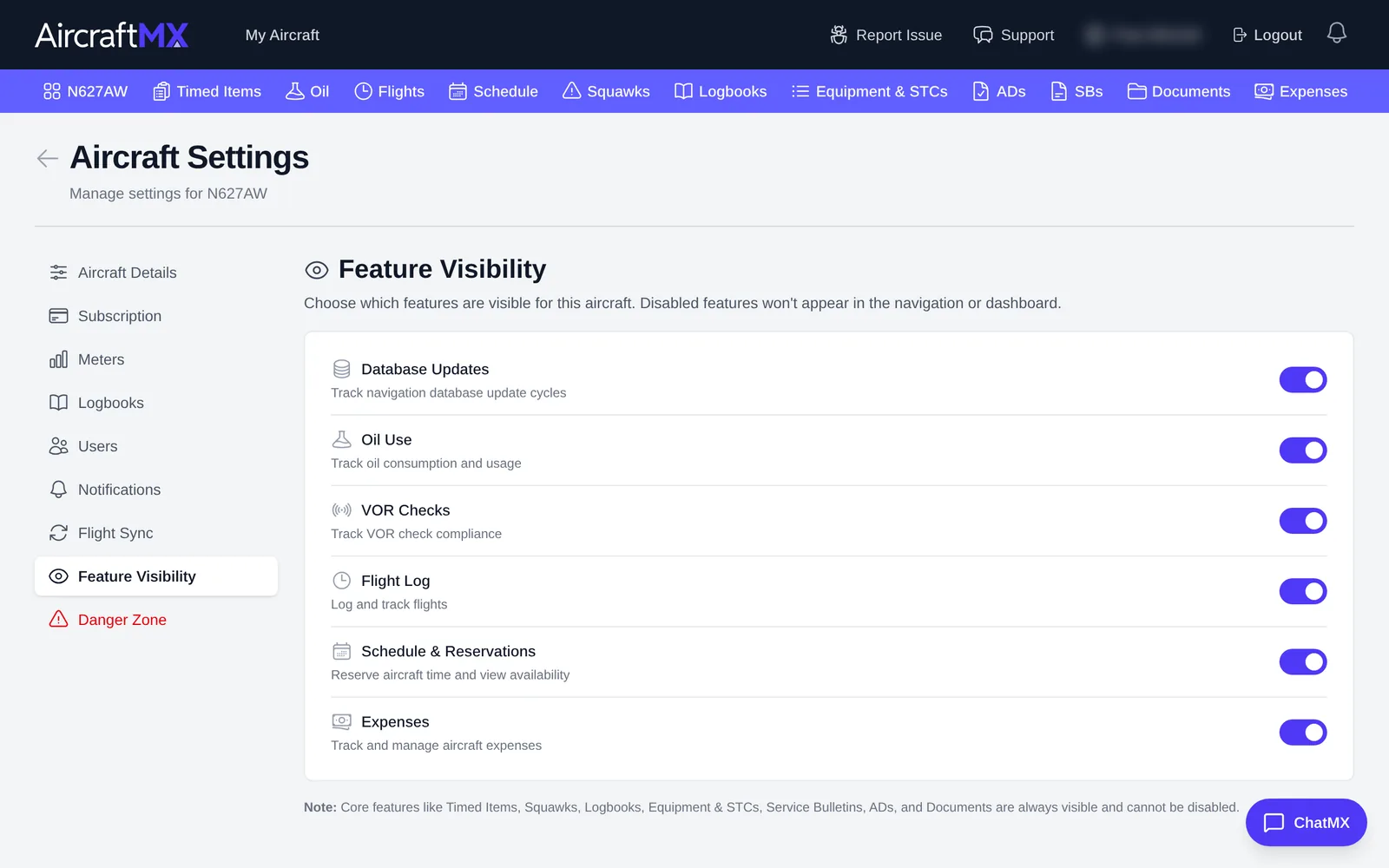 Feature Visibility switches