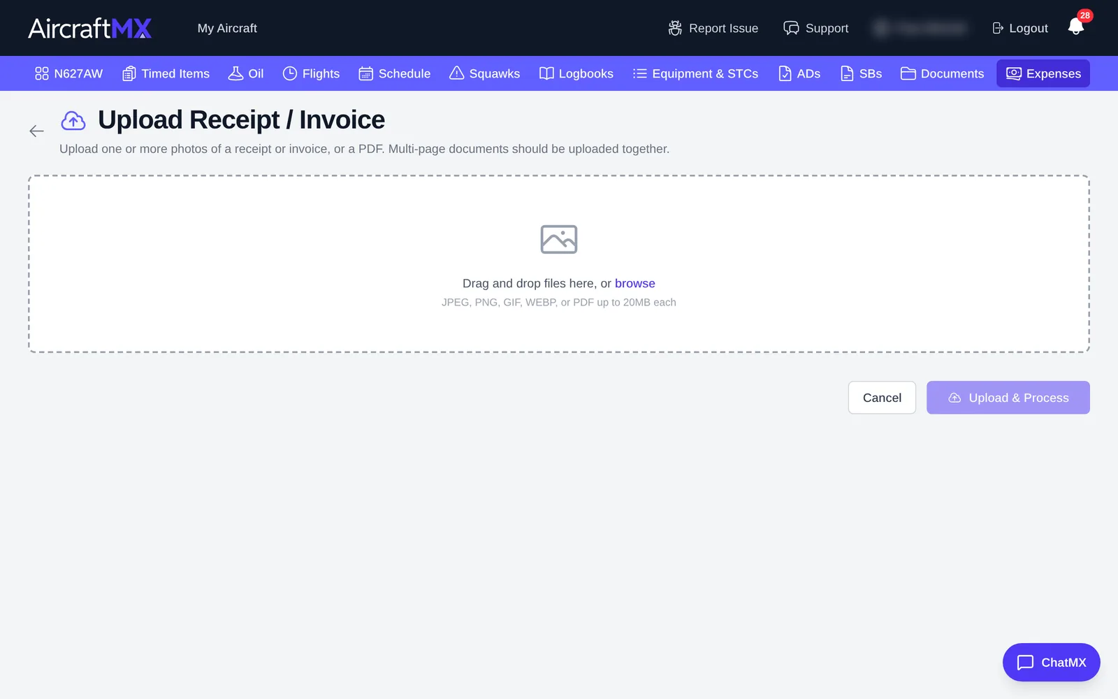 Upload Receipt / Invoice