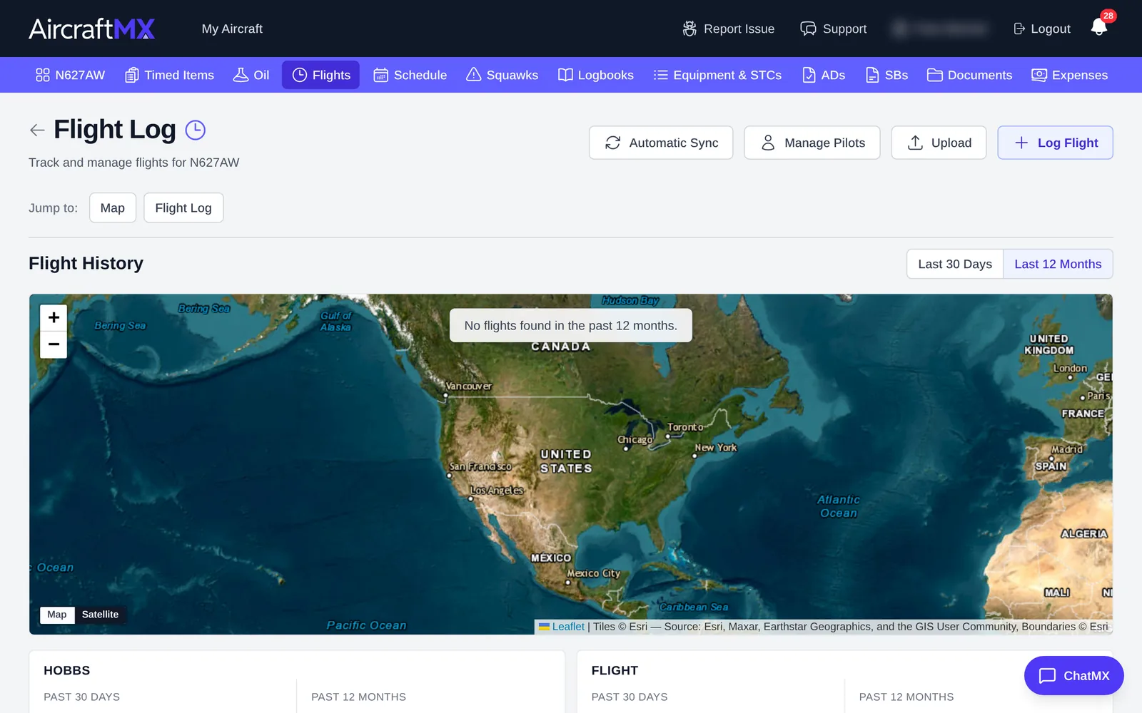 Flight Log page