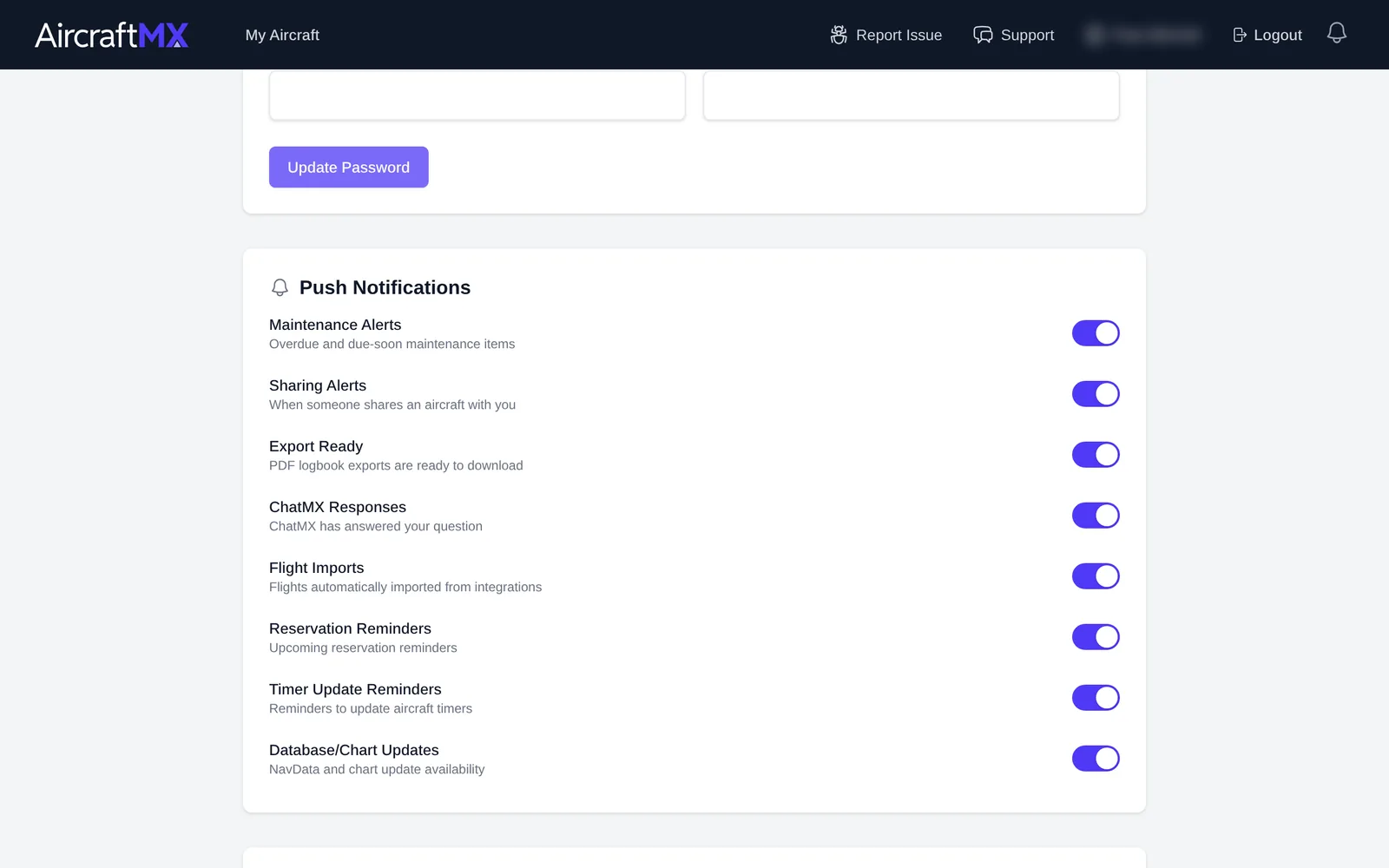 Push Notifications on the profile page