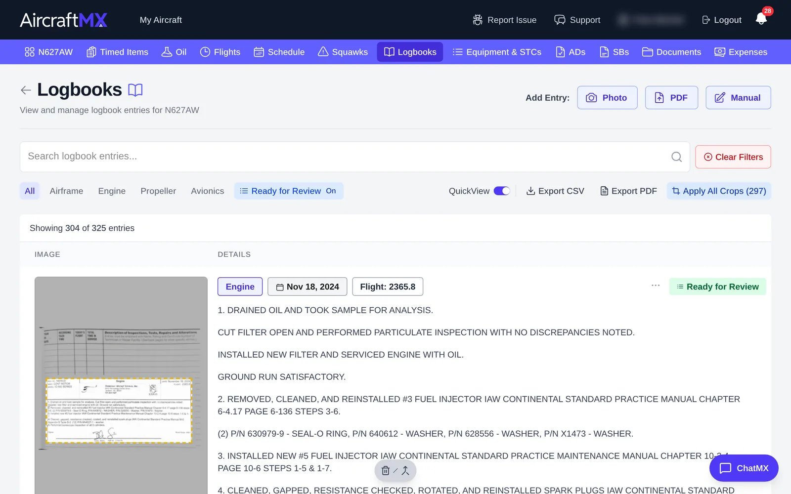 Logbook entry review