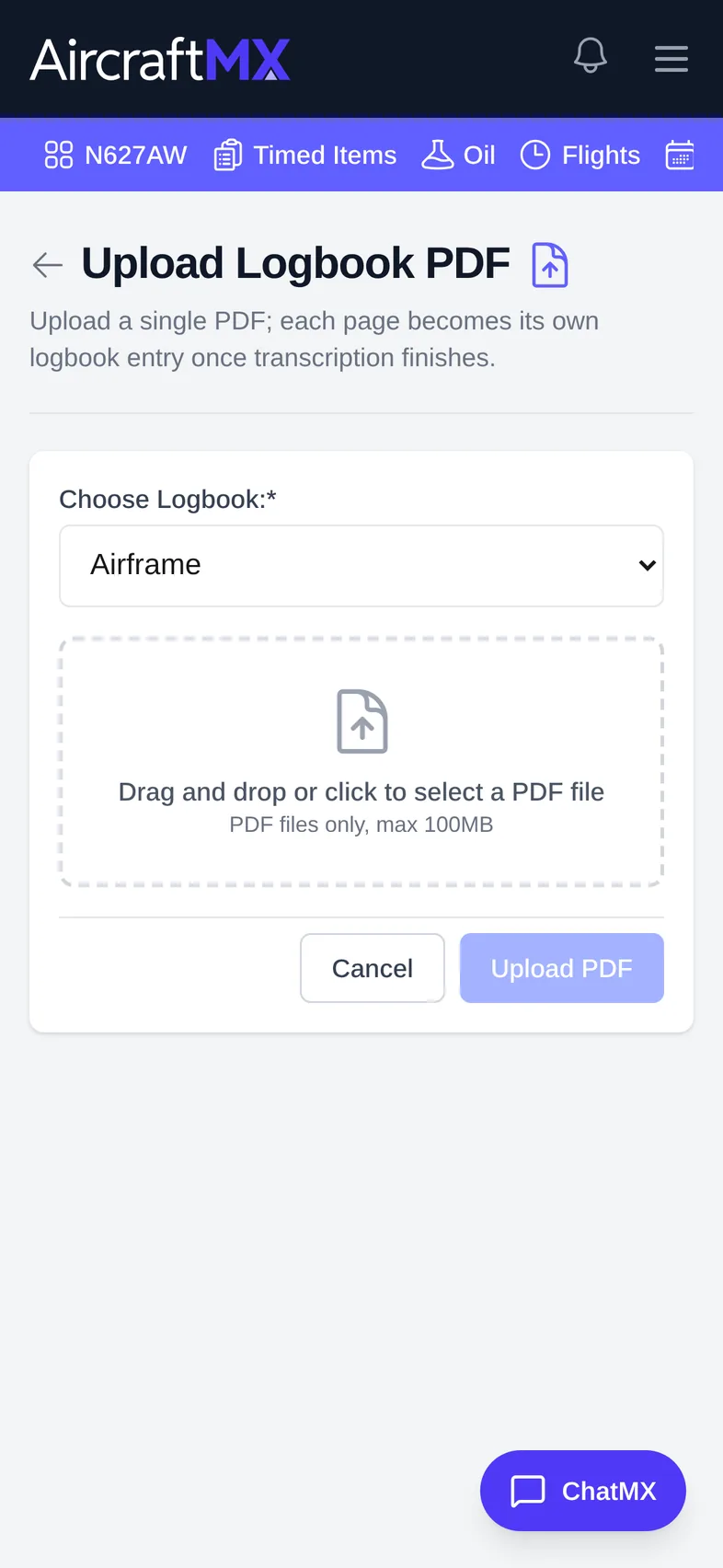 upload logbook entries from a pdf mobile 01
