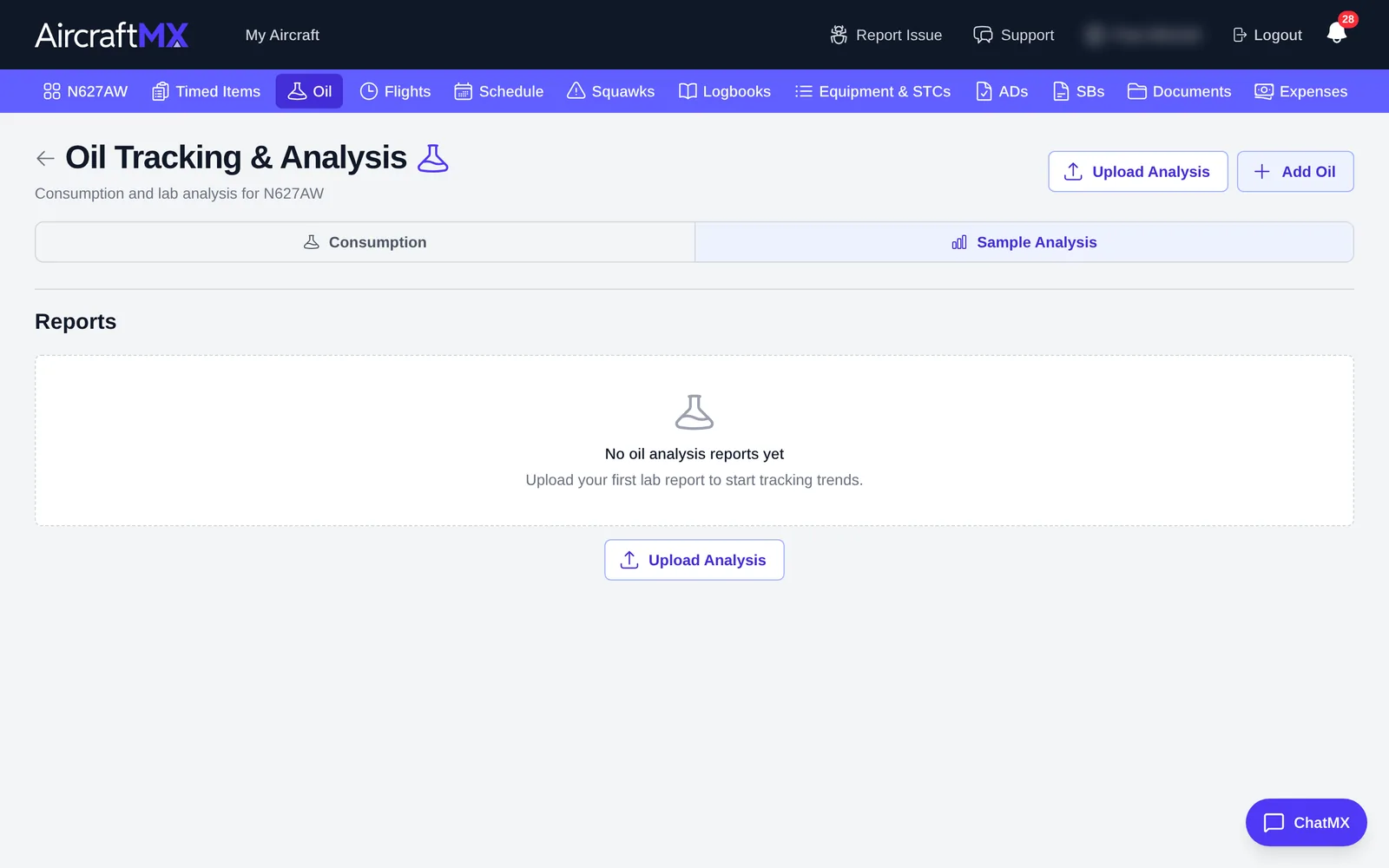 Sample Analysis tab