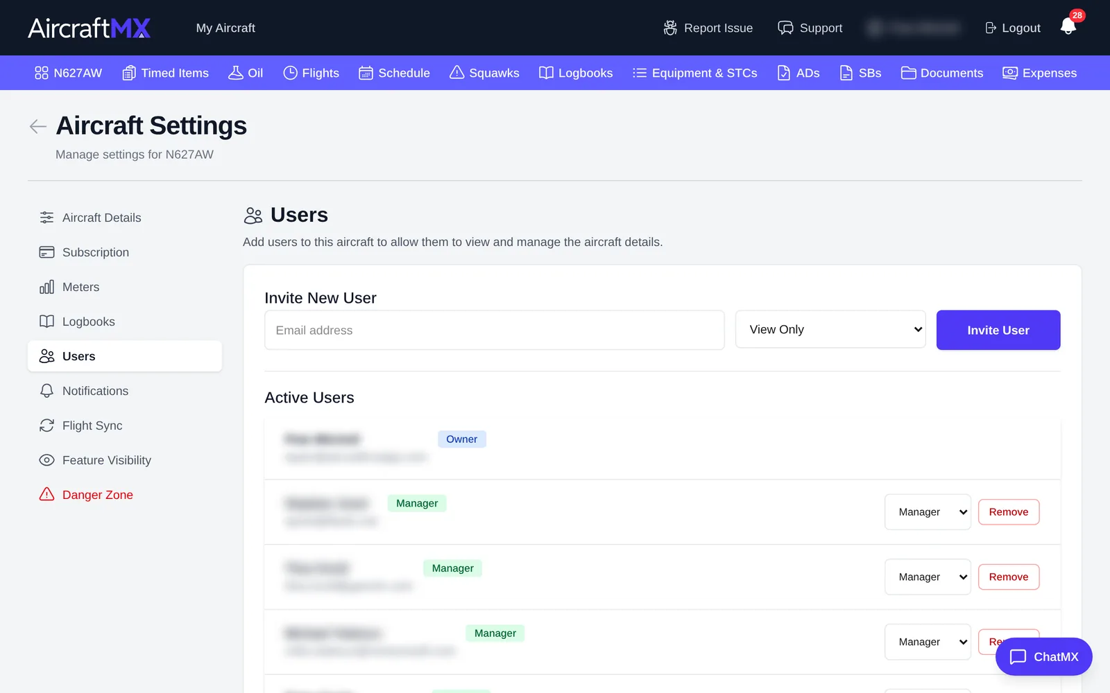 Users section: Active Users and Pending Invitations