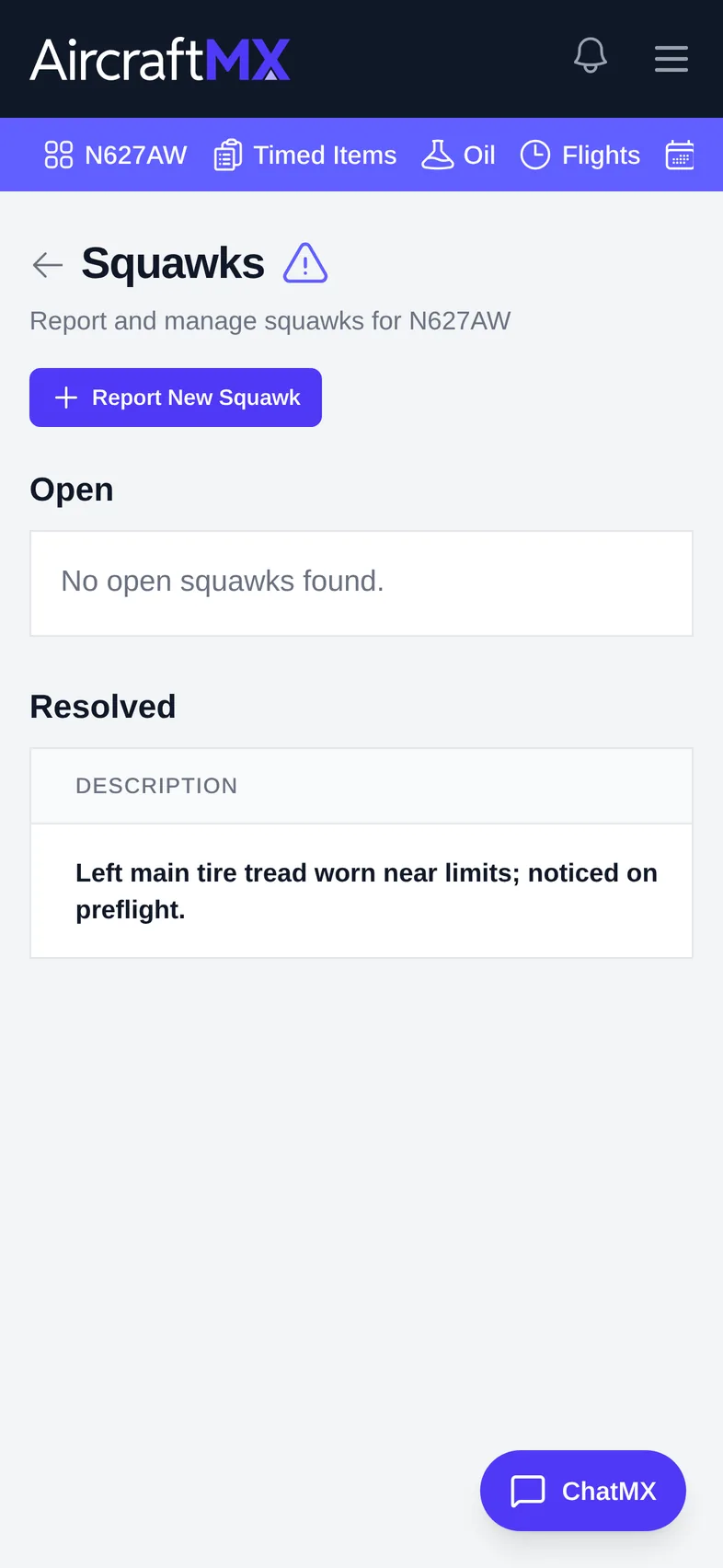report and resolve squawks mobile 01