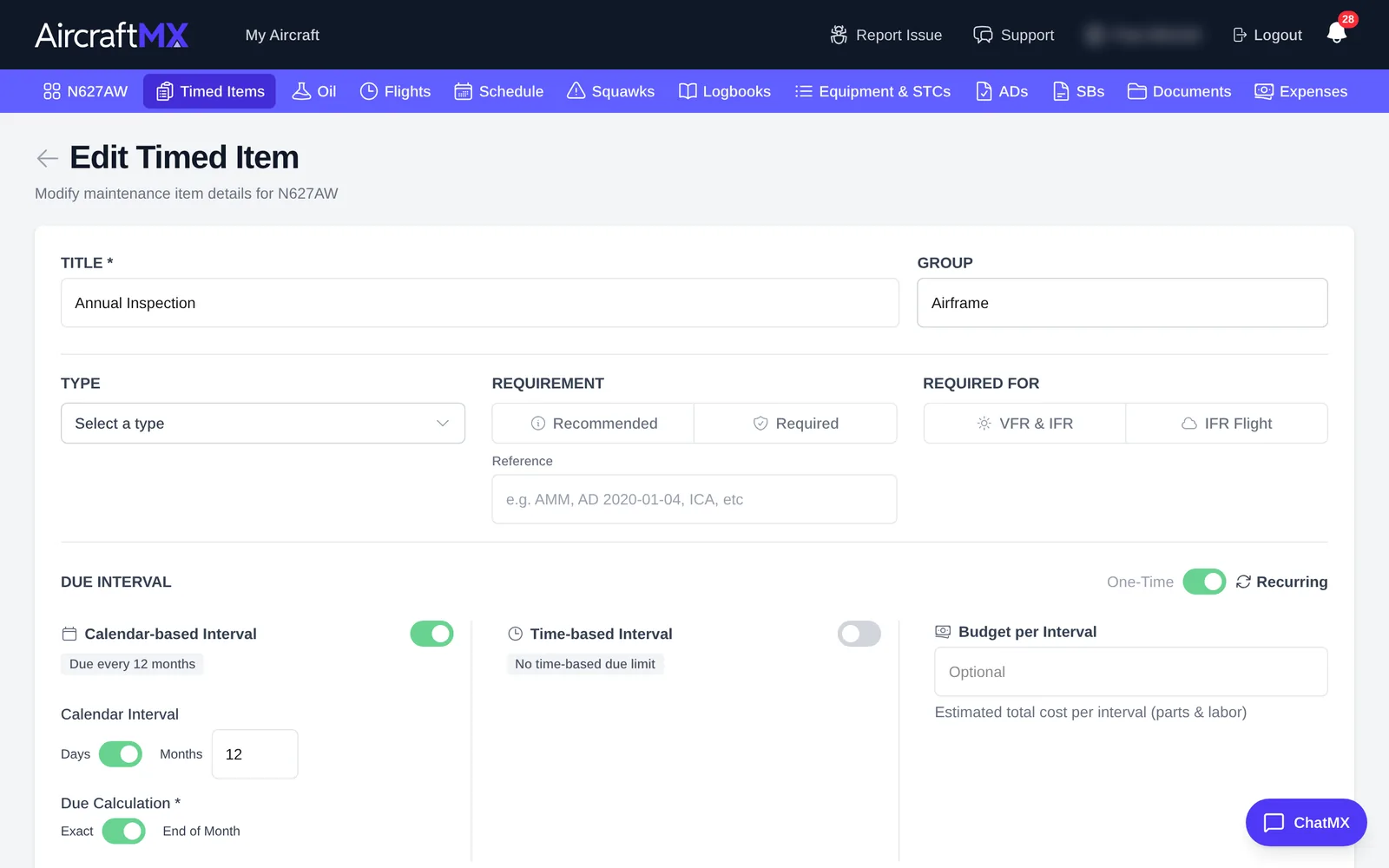 Edit Item form